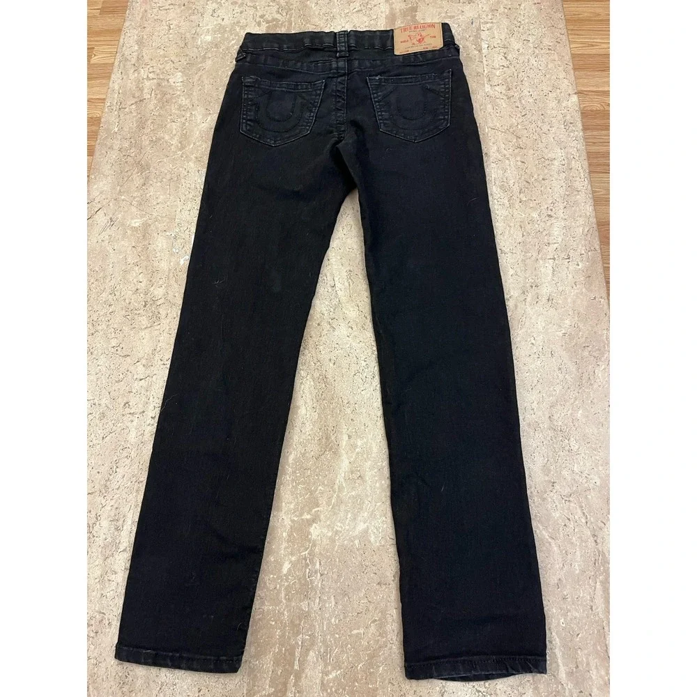 TRUE RELIGION Youth Jeans Black Gene Relaxed Slim Adjustable Waist Sz 10